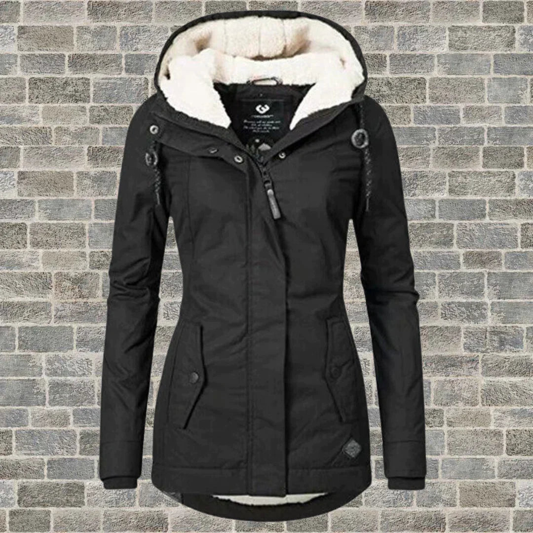 Manteau à capuche en coton anti-plis – Camila