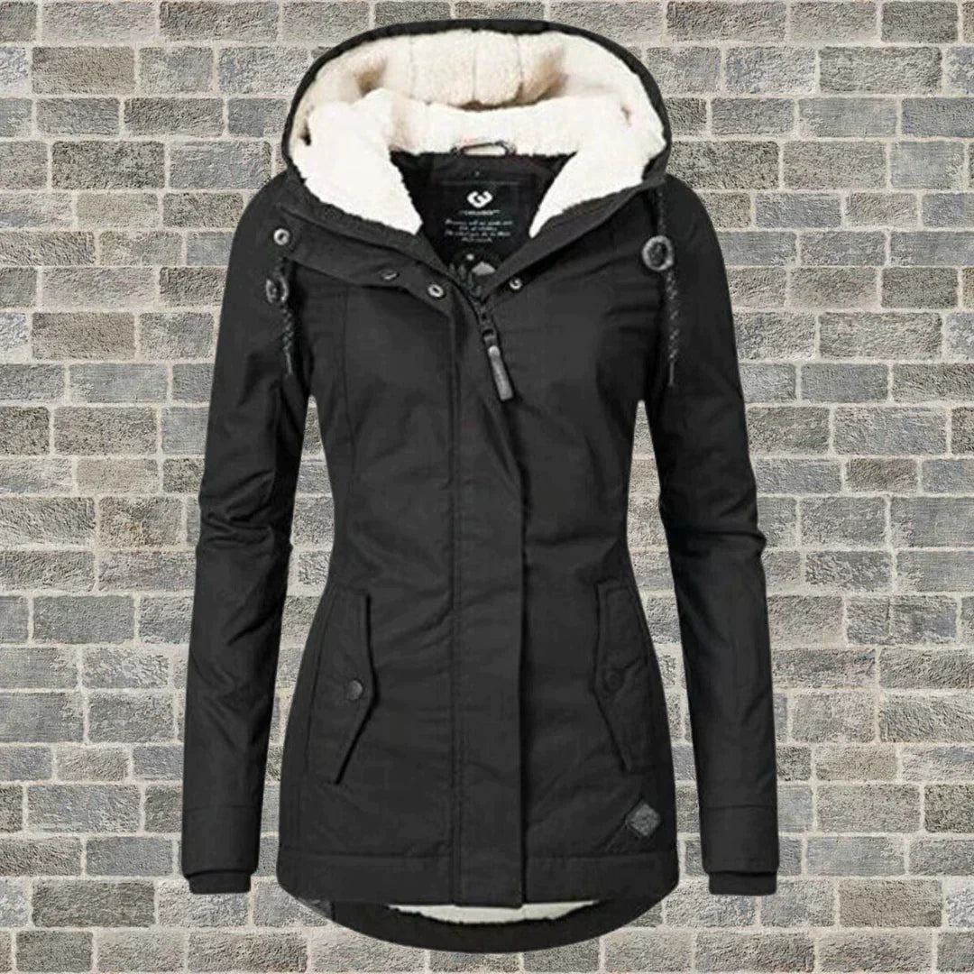 Manteau en coton à capuche - Camila (effet froissé)
