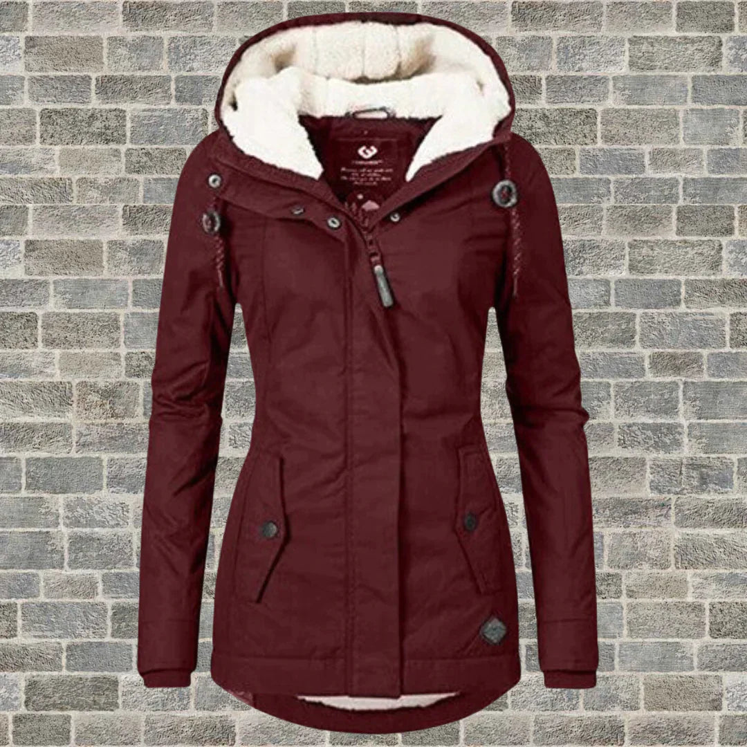 Manteau à capuche en coton anti-plis – Camila