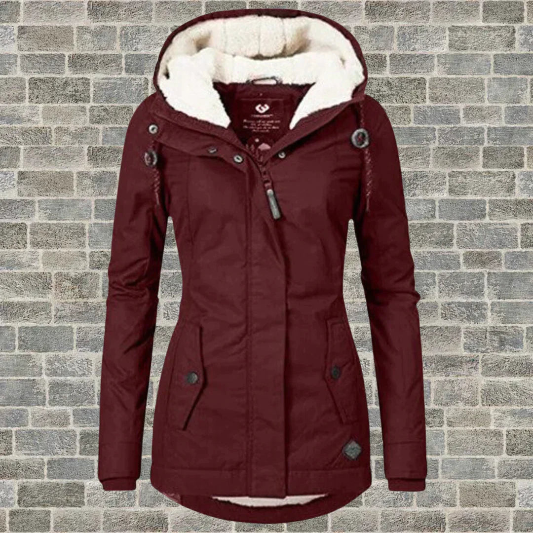 Manteau en coton à capuche - Camila (effet froissé)