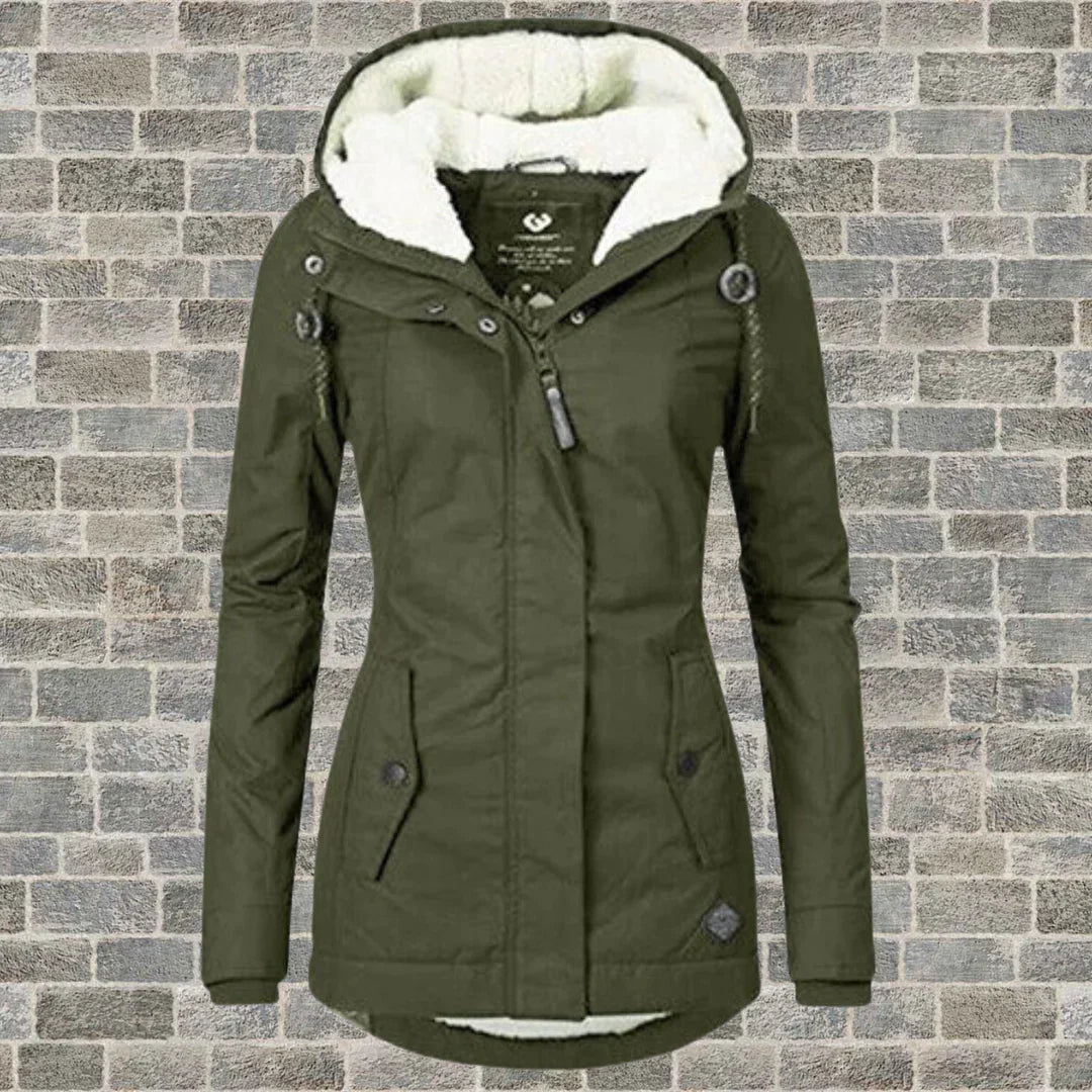Manteau à capuche en coton anti-plis – Camila
