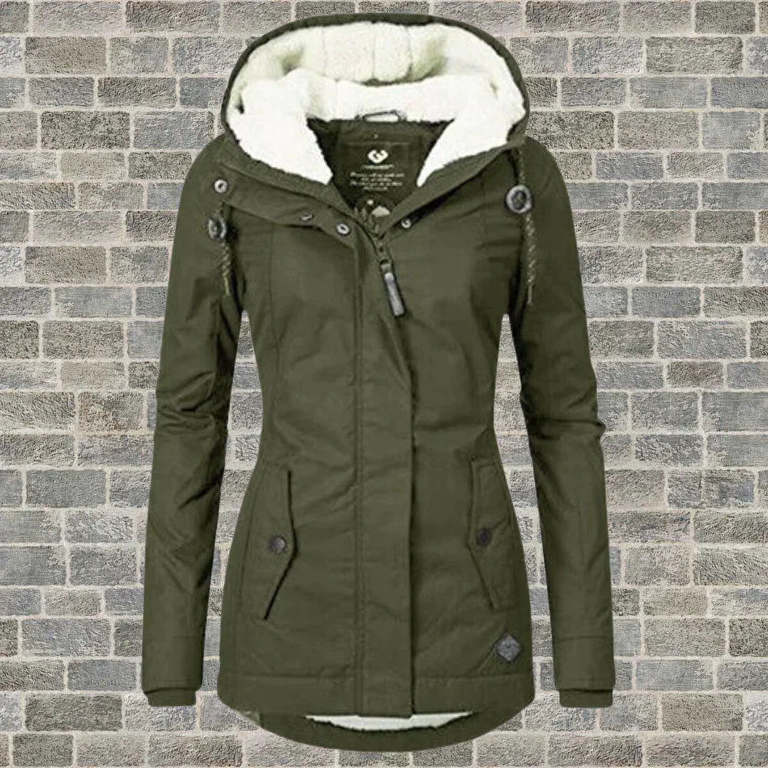 Manteau en coton à capuche - Camila (effet froissé)