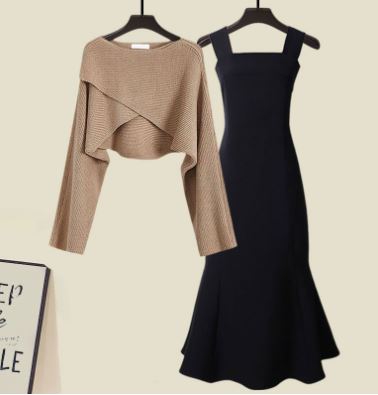 Berg-Feldt | Ensemble deux pièces en pull à point croisé de haute qualité et robe à queue de sirène