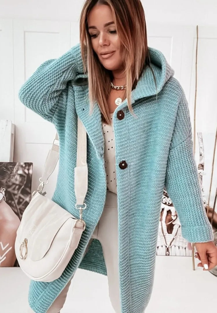 Berg-Feldt | Strick Kapuzenpullover Cardigan mit Knöpfen