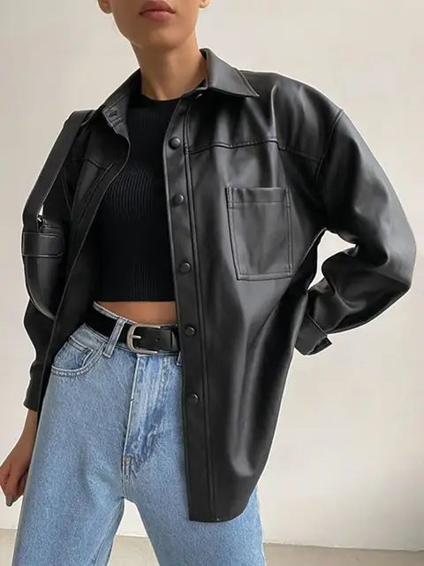 Berg-Feldt | Lederjacke mit langen Ärmeln