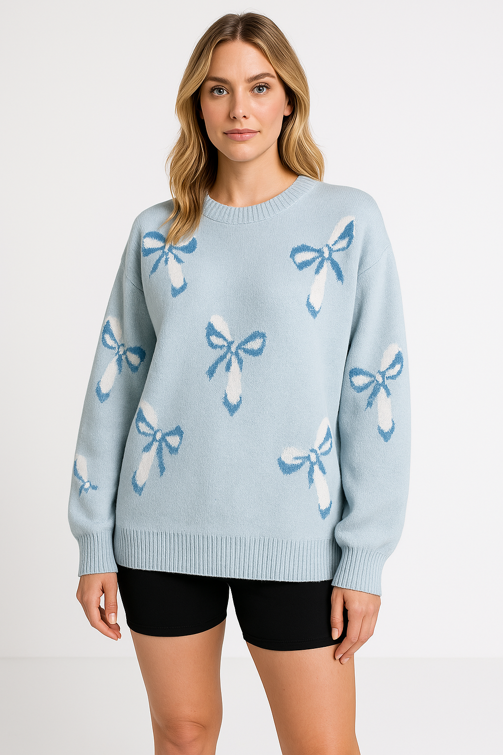 Berg-Feldt | Pull-over grande taille Coupe en maille de laine Jacquard Motif à boucles Col rond