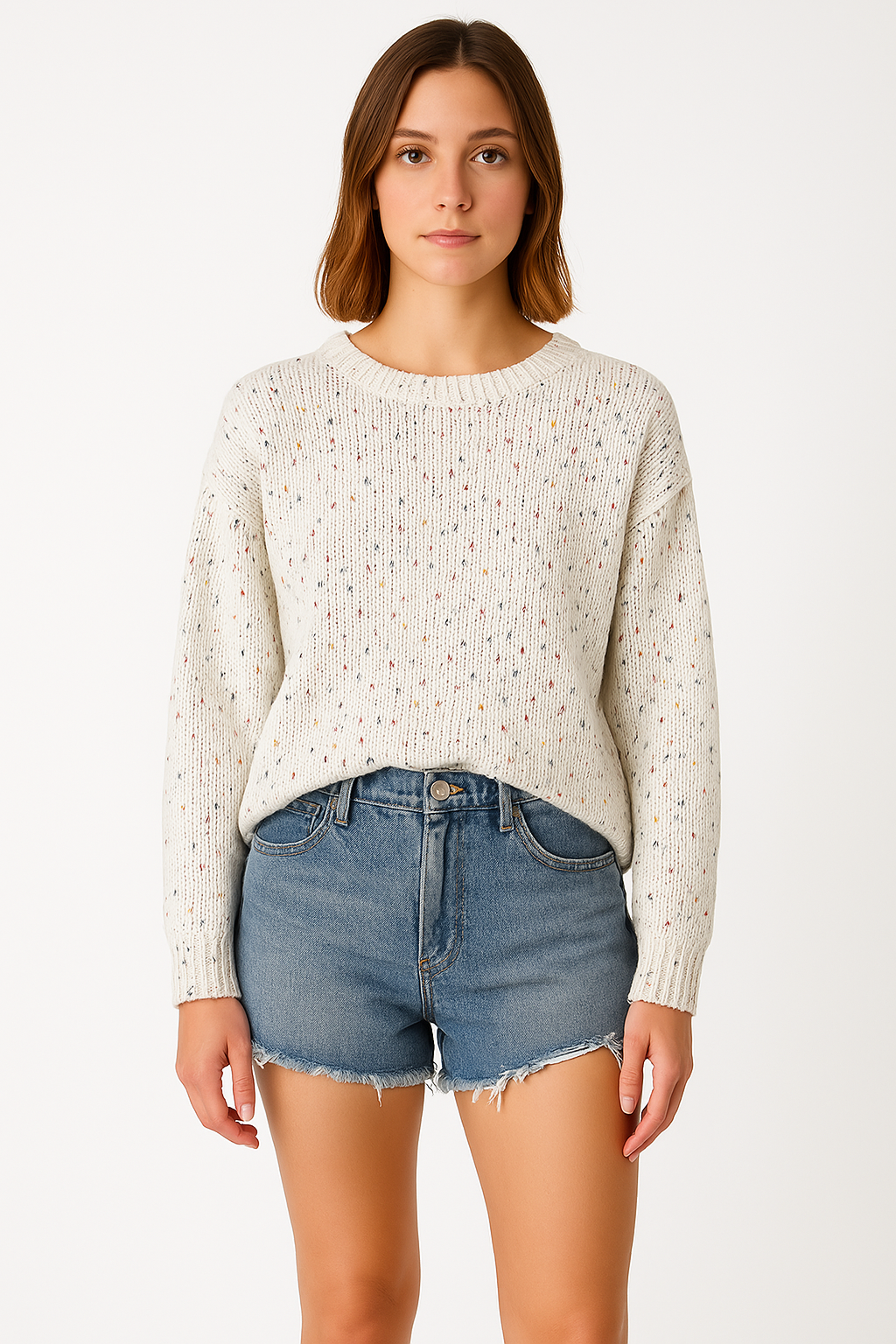 Berg-Feldt | Pullover Lockere Passform Strickstoff Rippbesatz Meliertes Muster