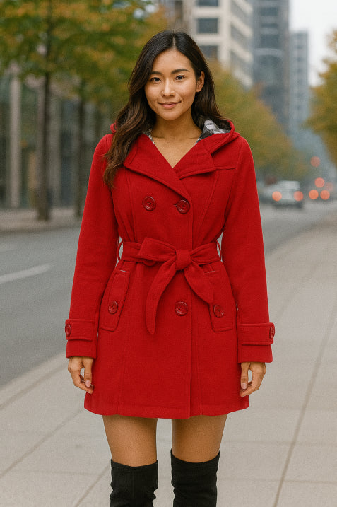 Berg-Feldt | Manteau à capuche croisé avec ceinture pour femme