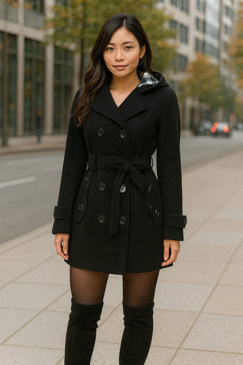 Berg-Feldt | Manteau à capuche croisé avec ceinture pour femme