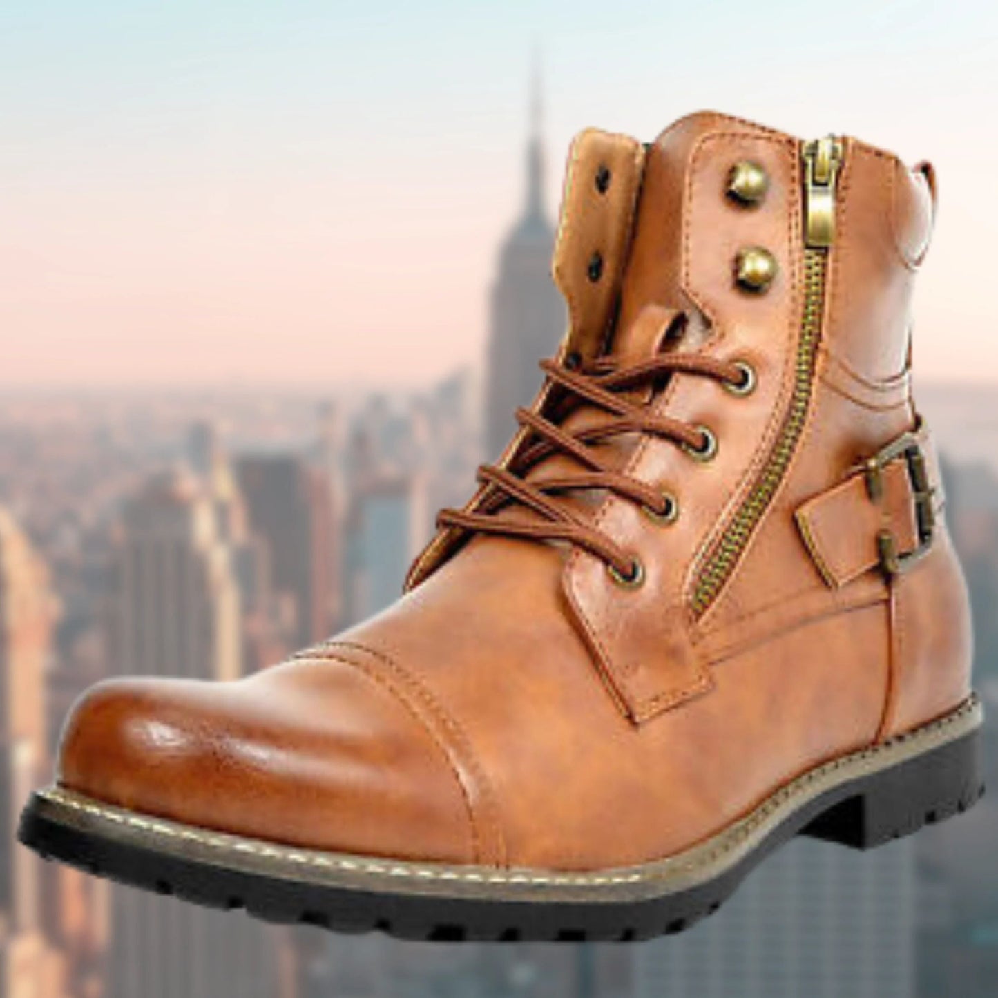 Bottes de moto Chester en cuir pour homme