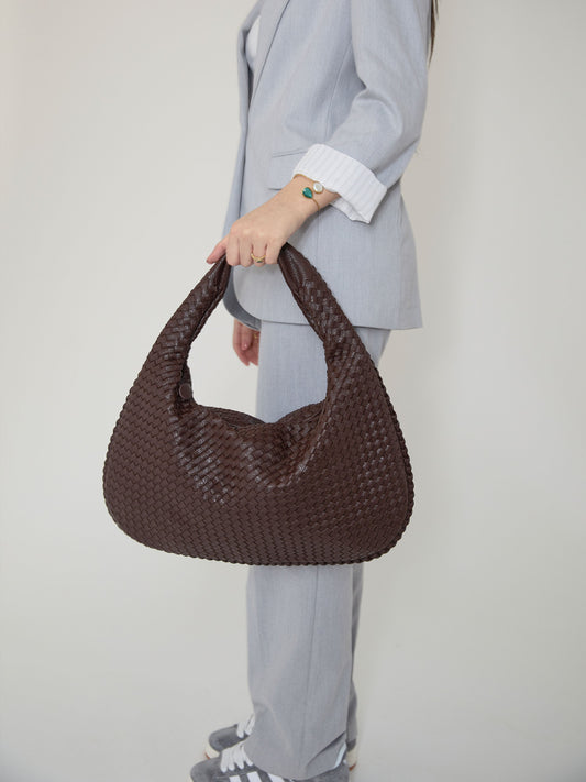 Berg-Feldt | Kaffee Damenhandtasche Mit Geflochtenem Stilvollen Design - Berg-Feldt