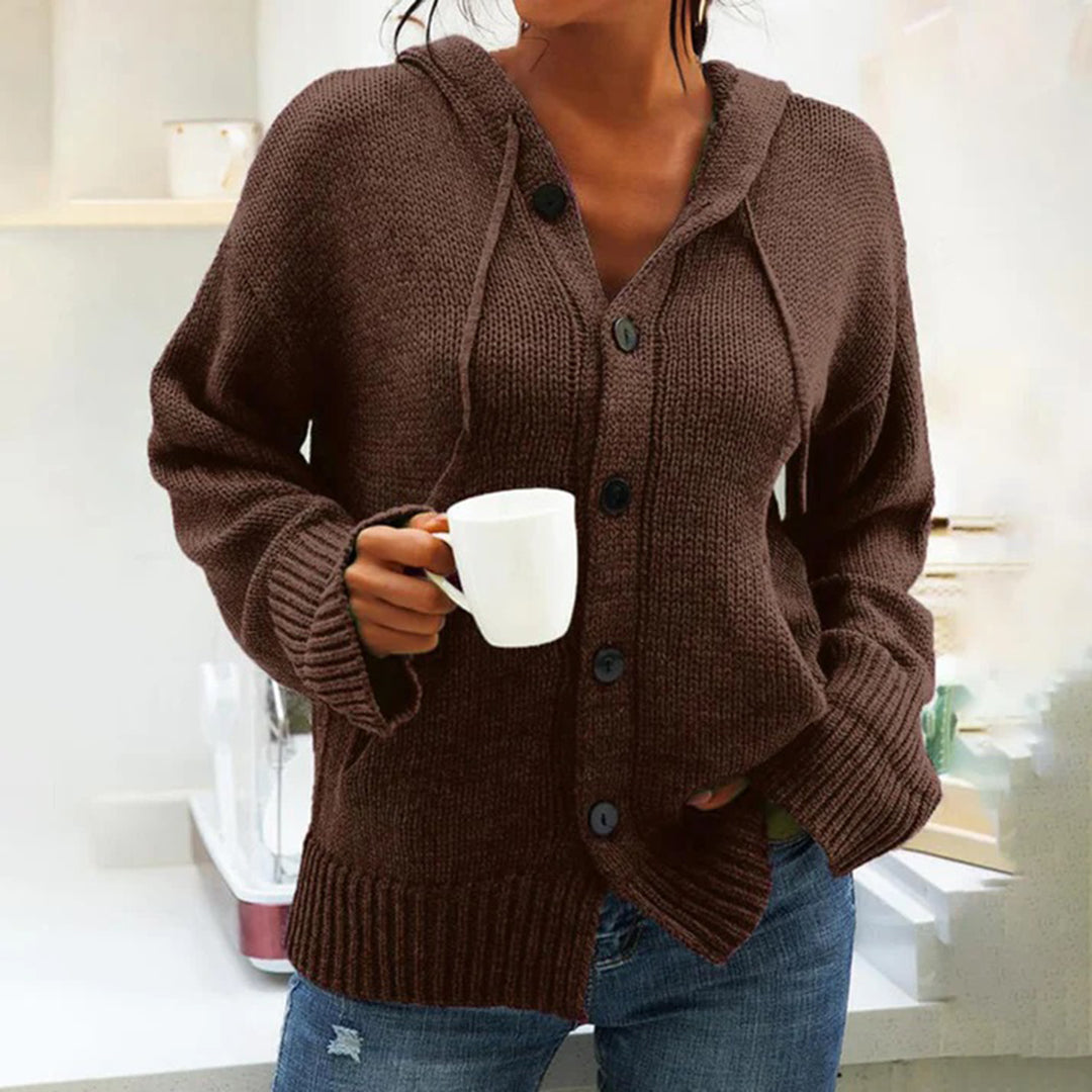 Berg-Feldt | Strickjacke mit Kapuze und Kordelzug