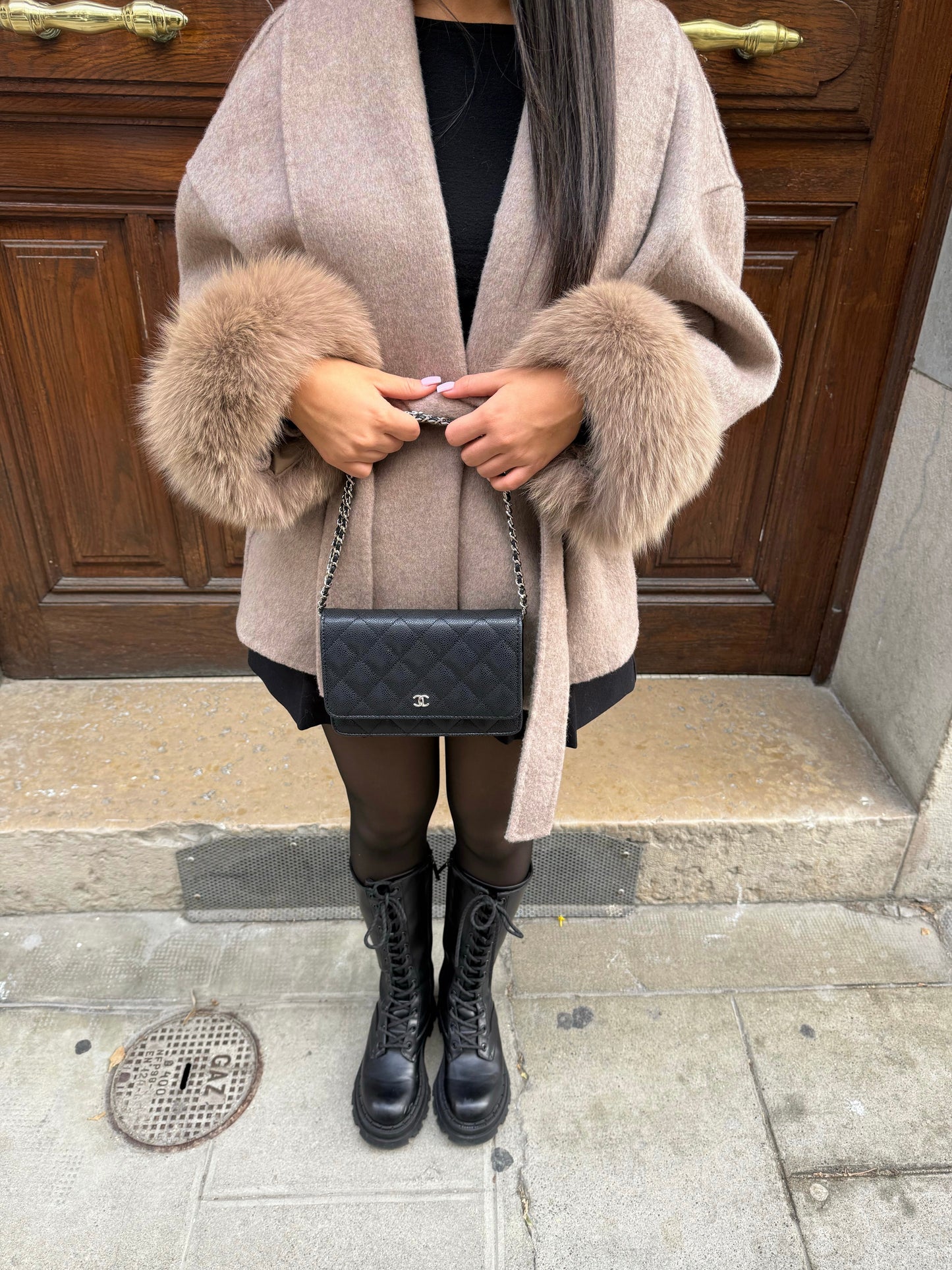 Berg-Feldt | Manteau en laine avec poignets en fourrure Design élégant Chaud et stylé