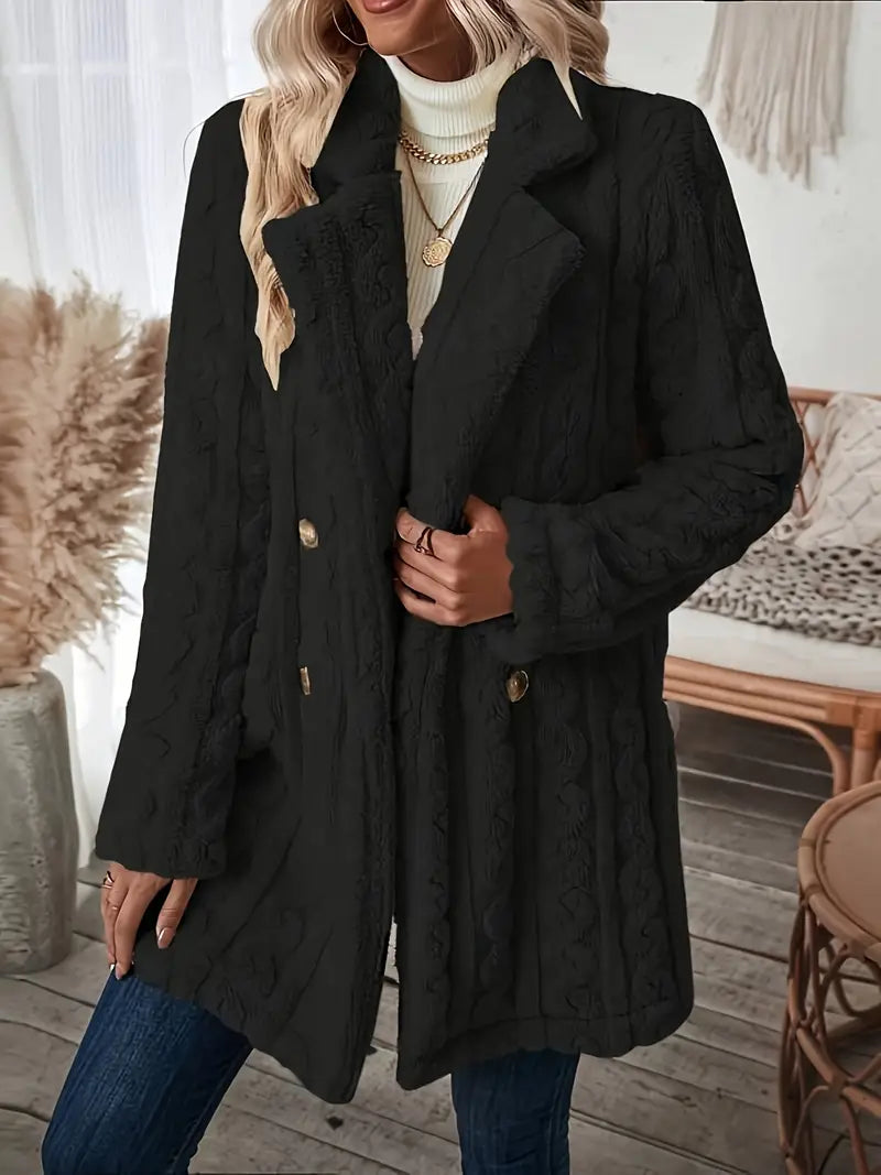 Berg-Feldt | Langer Strickmantel mit Revers für Damen - Winter