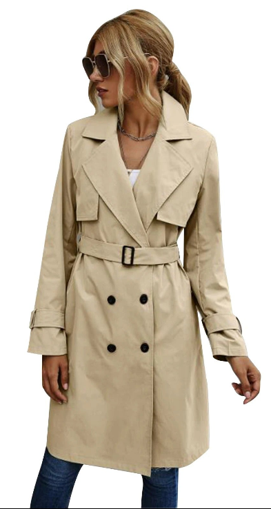 Berg-Feldt | Lange Trenchcoat mit Taillengürtel und Knöpfen