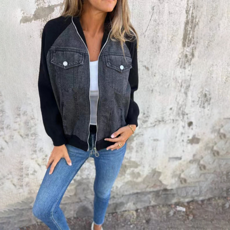 Berg-Feldt | Übergangsjacke mit Denimfront und Reißverschluss