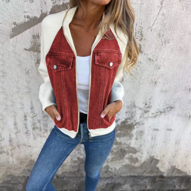 Berg-Feldt | Übergangsjacke mit Denimfront und Reißverschluss