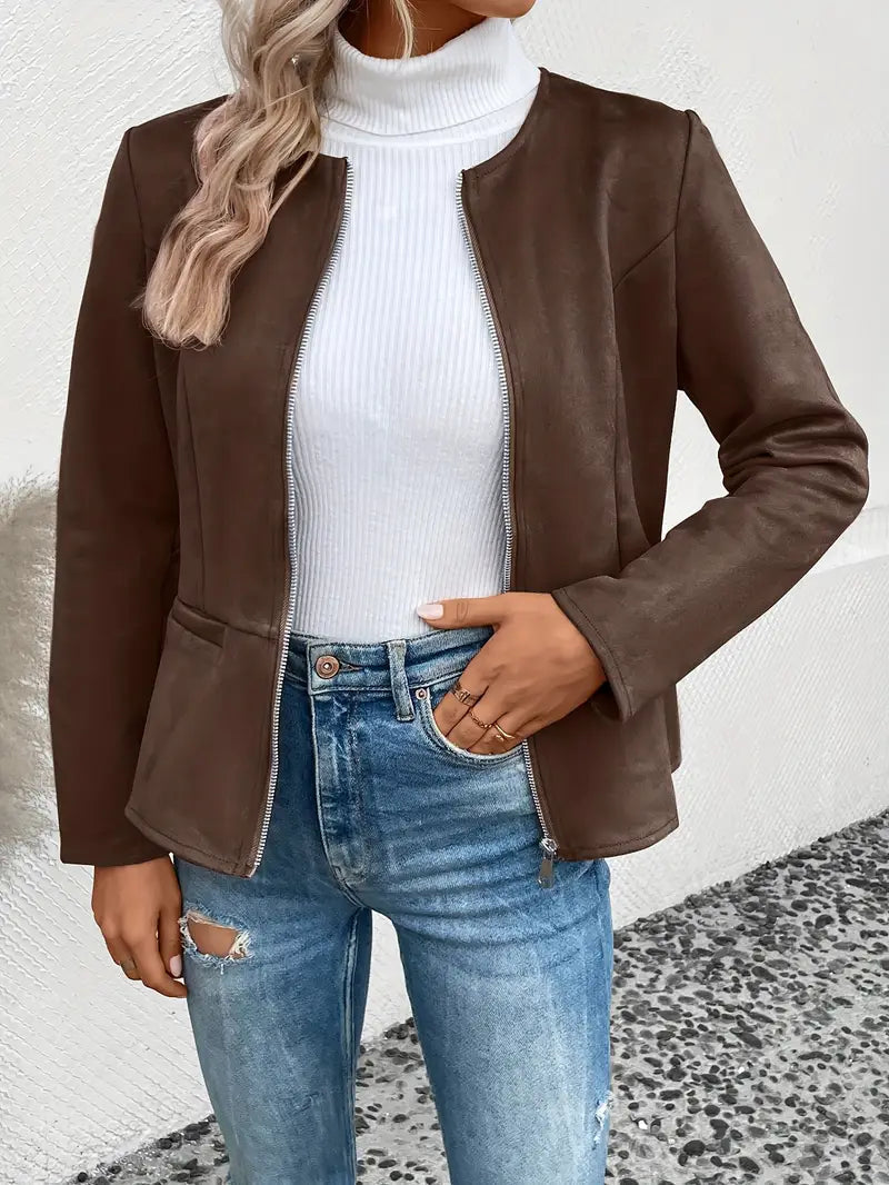 Berg-Feldt | Übergangsjacke Slim Fit mit Reißverschluss und Rundhalsausschnitt