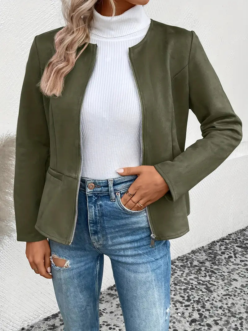 Berg-Feldt | Übergangsjacke Slim Fit mit Reißverschluss und Rundhalsausschnitt