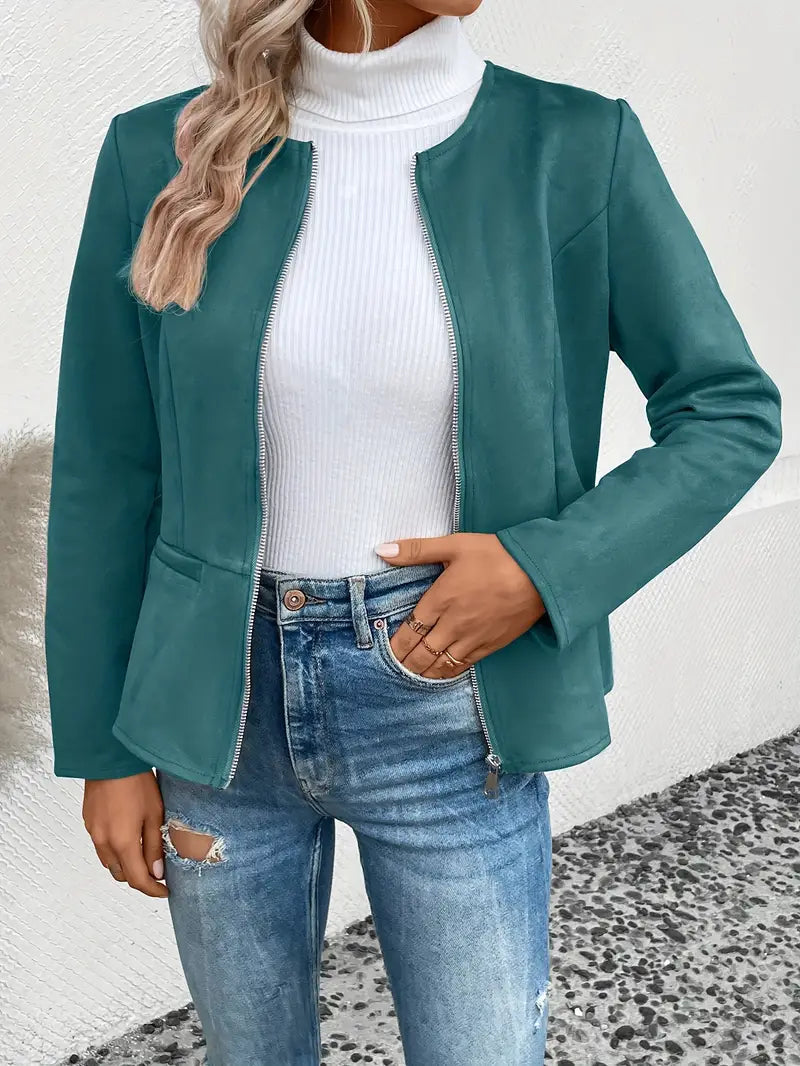 Berg-Feldt | Übergangsjacke Slim Fit mit Reißverschluss und Rundhalsausschnitt