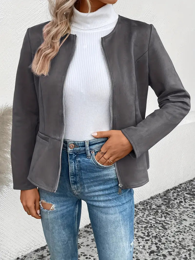 Berg-Feldt | Übergangsjacke Slim Fit mit Reißverschluss und Rundhalsausschnitt