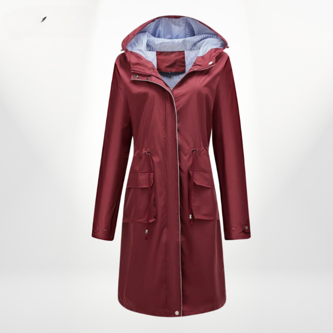 Berg-Feldt | Schwarzer Trenchcoat mit Kapuze und Reißverschlussclosure