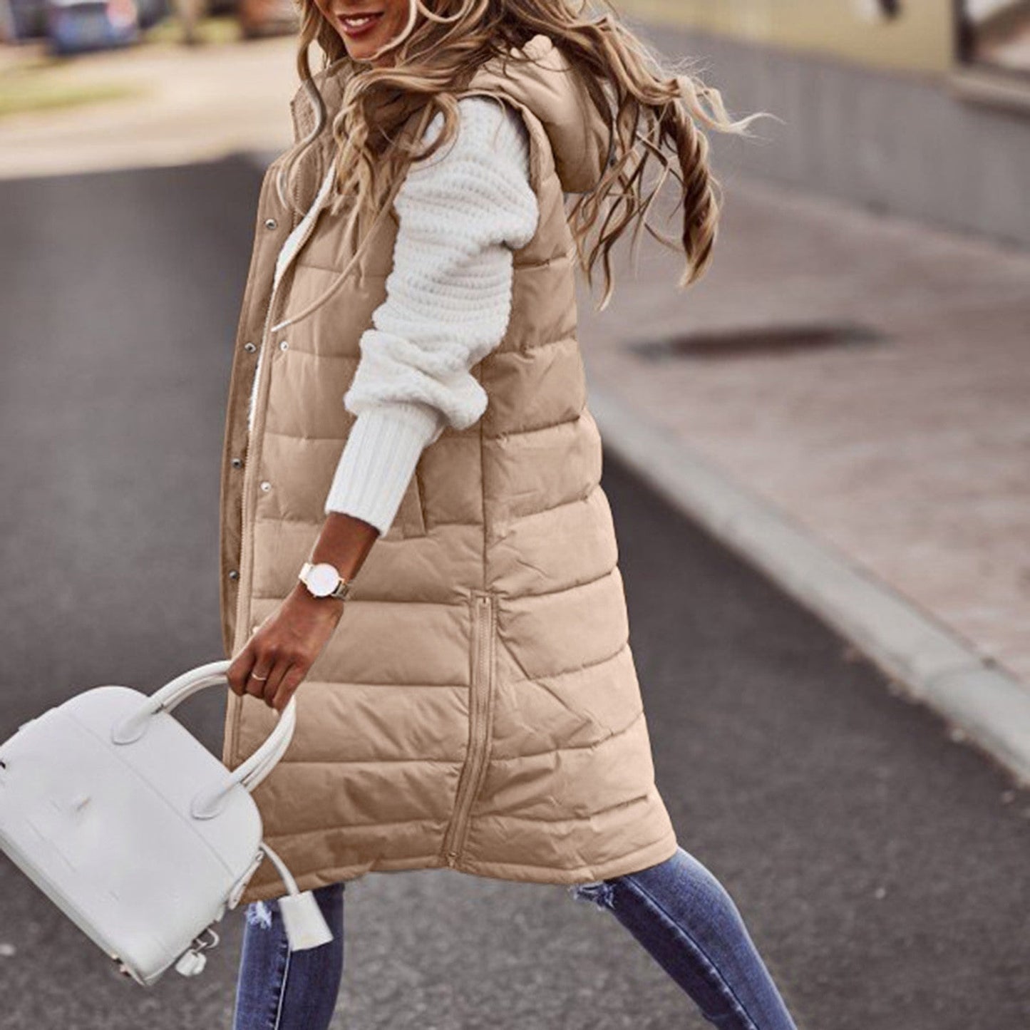 Berg-Feldt | Gilet sans manches - Coupe oversize - Matelassé et doublé - À capuche
