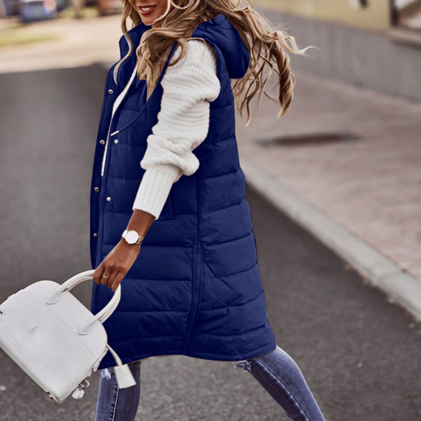 Berg-Feldt | Gilet sans manches - Coupe oversize - Matelassé et doublé - À capuche