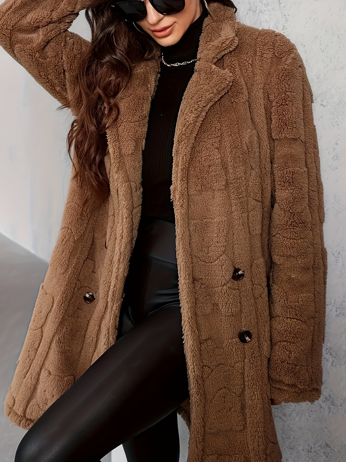Berg-Feldt | Langer Strickmantel mit Revers für Damen - Winter