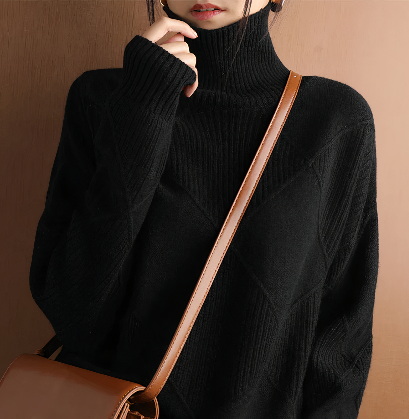 Rollkragenpullover mit langen Ärmeln – Ellie