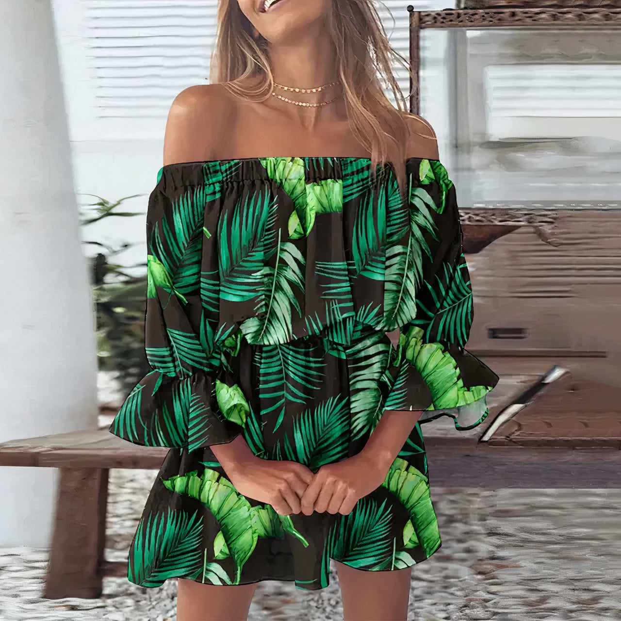 Schulterfreies Abendkleid Ema