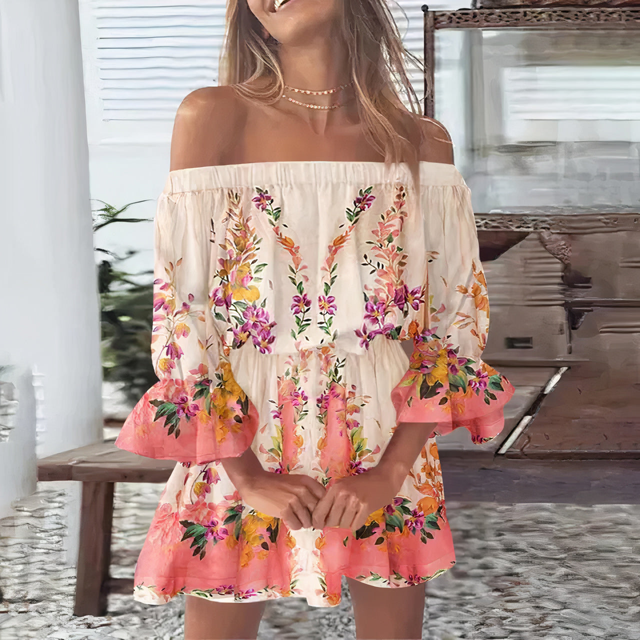 Schulterfreies Abendkleid Ema