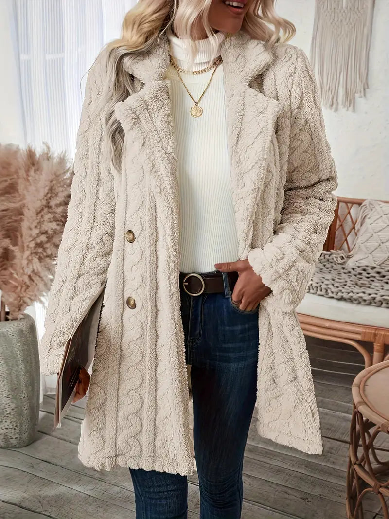 Berg-Feldt | Langer Strickmantel mit Revers für Damen - Winter