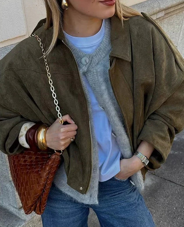 Berg-Feldt | Oversized Damenjacke aus veganem Wildleder