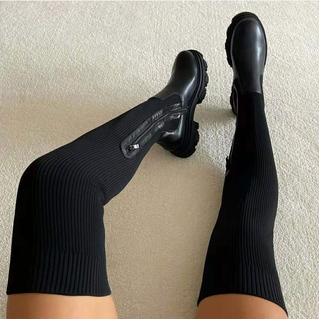 Berg-Feldt | Über-Die-Knie Elastische Strickstiefel