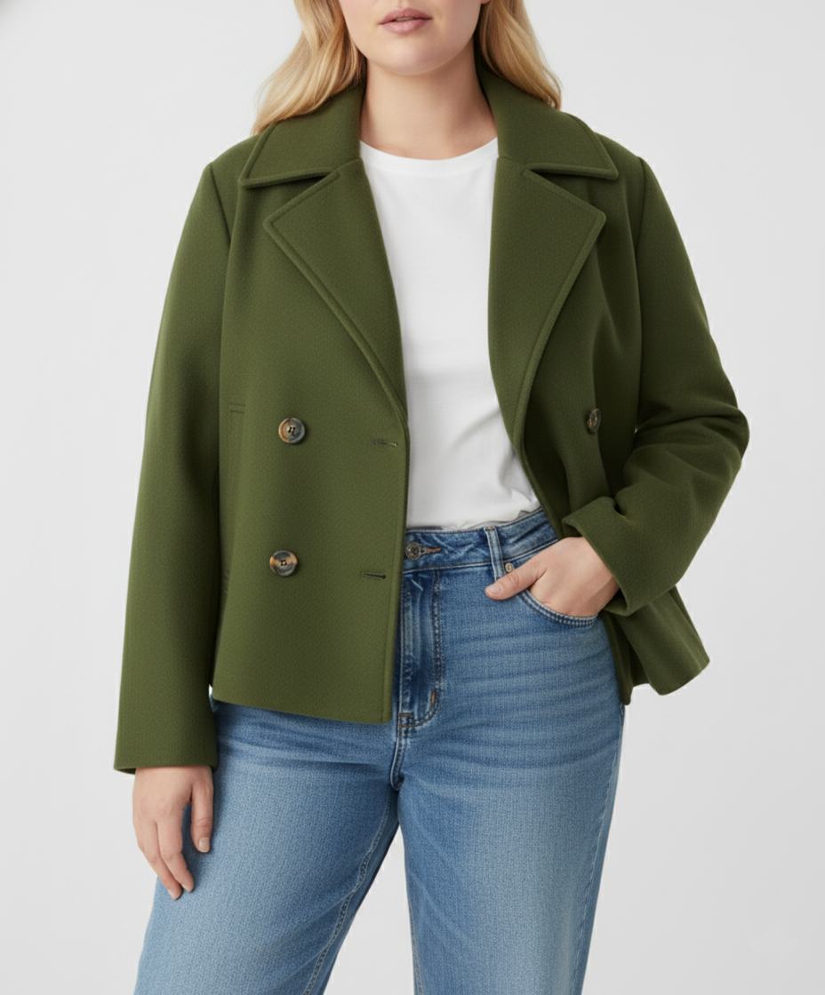 Berg-Feldt | Kurzer Woll-Look Peacoat für Damen – Große Größen