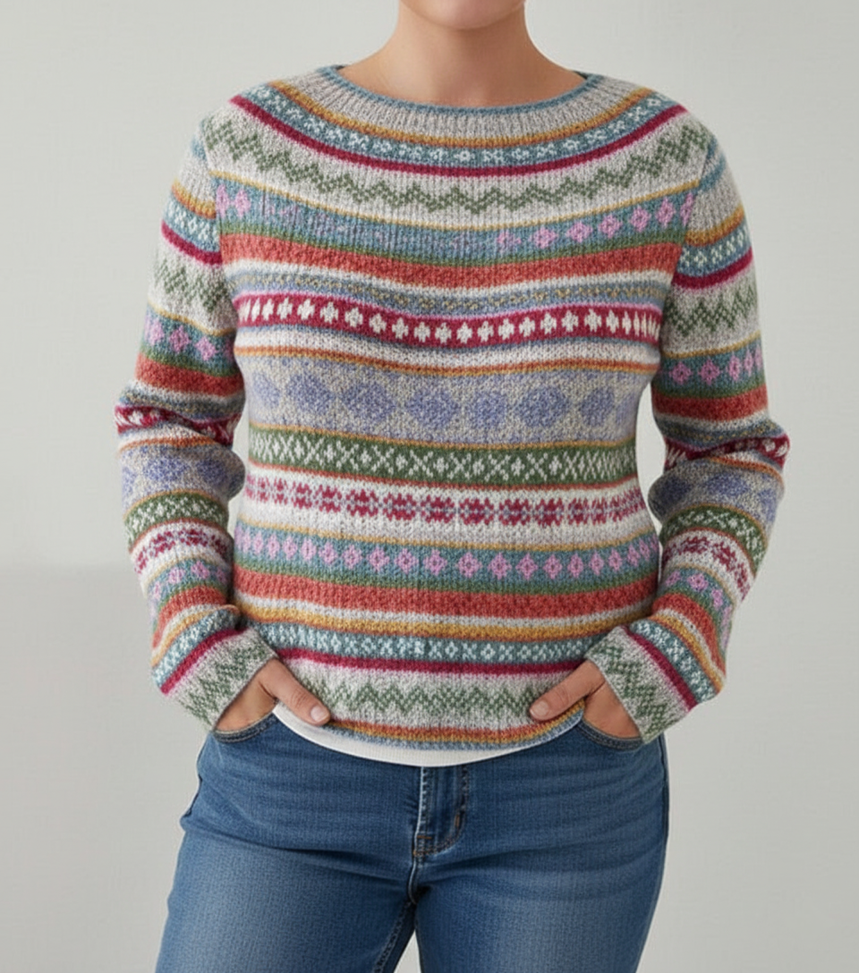 Pull Tricot Motif Multicolore Femme | Grandes Tailles