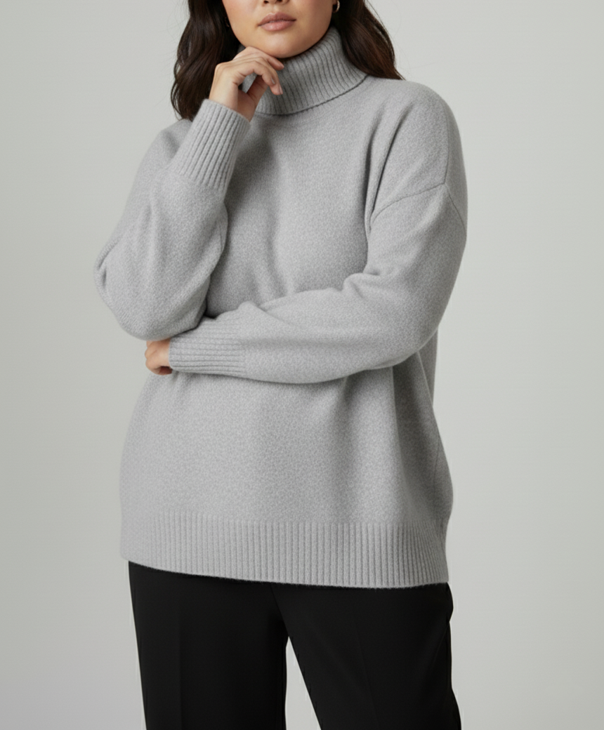 Pull col roulé en maille aspect cachemire pour femme | Grandes tailles