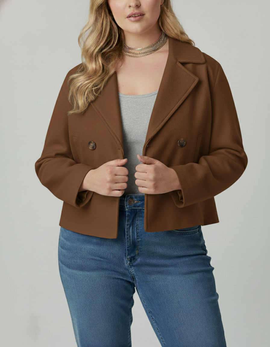 Berg-Feldt | Kurzer Woll-Look Peacoat für Damen – Große Größen