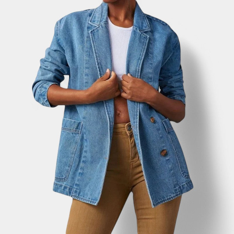 Berg-Feldt | Blazer en jean pour femme à manches longues et poches