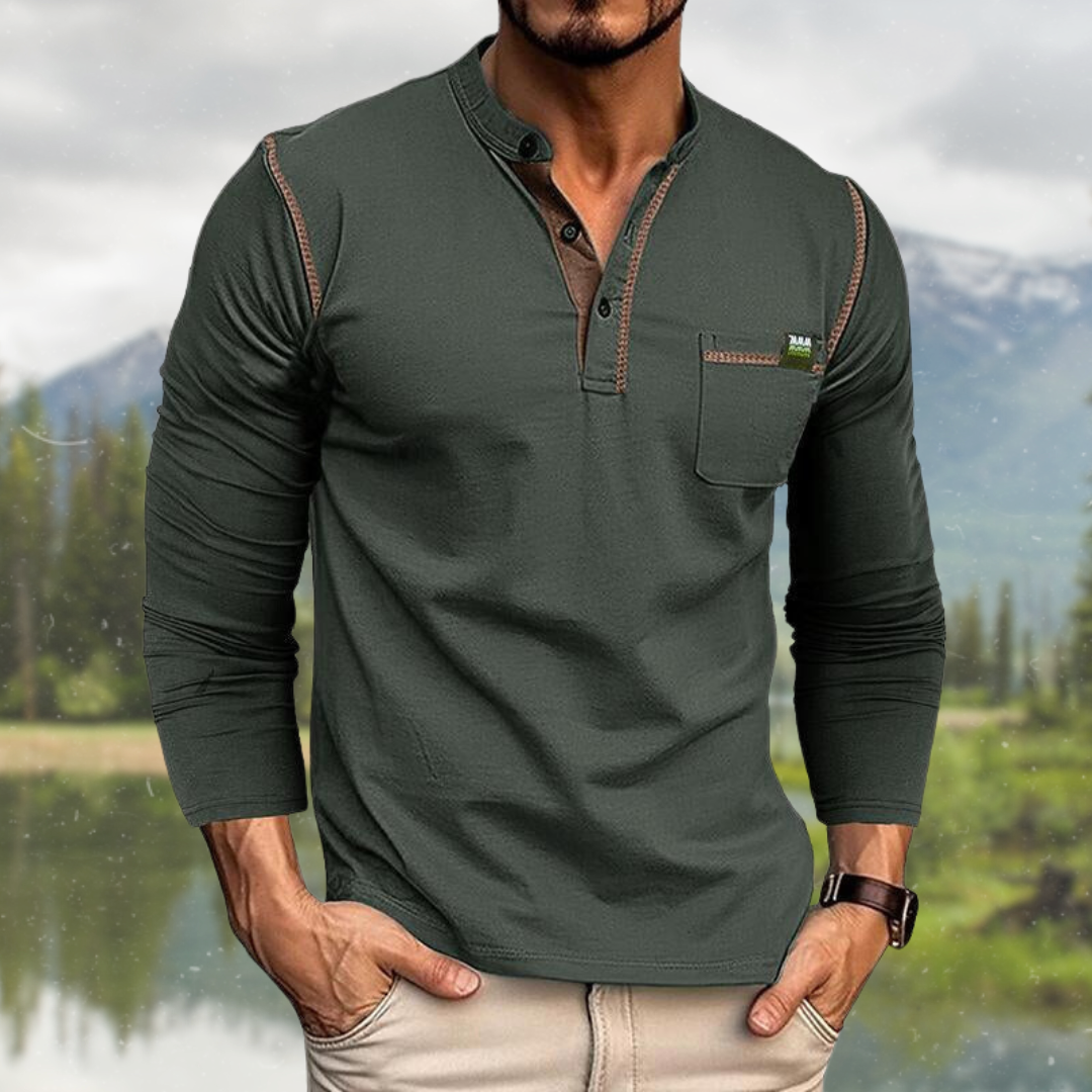 Lässiges Herren-Polohemd mit langen Ärmeln von berg-feldt
