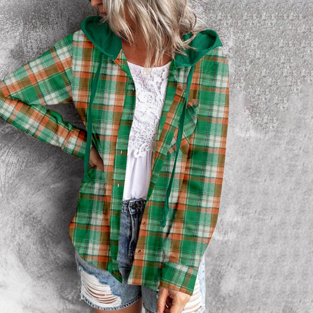 Berg-Feldt | Karierte Hemd mit Kapuze und Knöpfen Baumwolle/polyester Lässig und Trendy