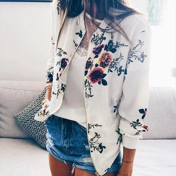 Berg-Feldt | Blouson Aviateur Imprimé Floral Polyester Élégant, Décontracté