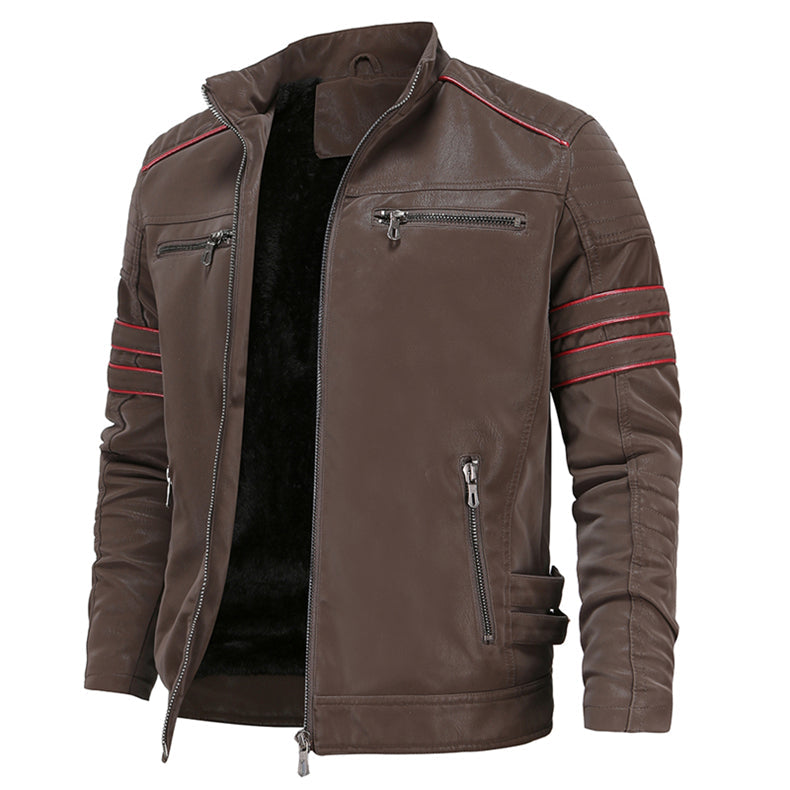 Daniel: Veste en cuir robuste avec fermetures éclair
