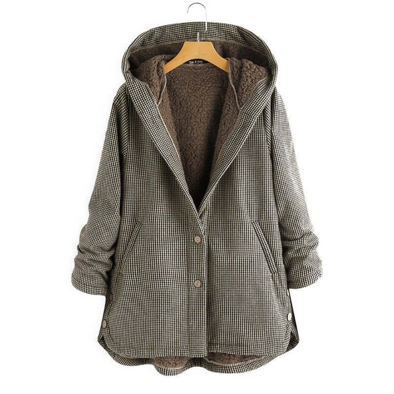 Berg-Feldt | kapuzenmantel - damen oversized fleece-beschnittene jacke