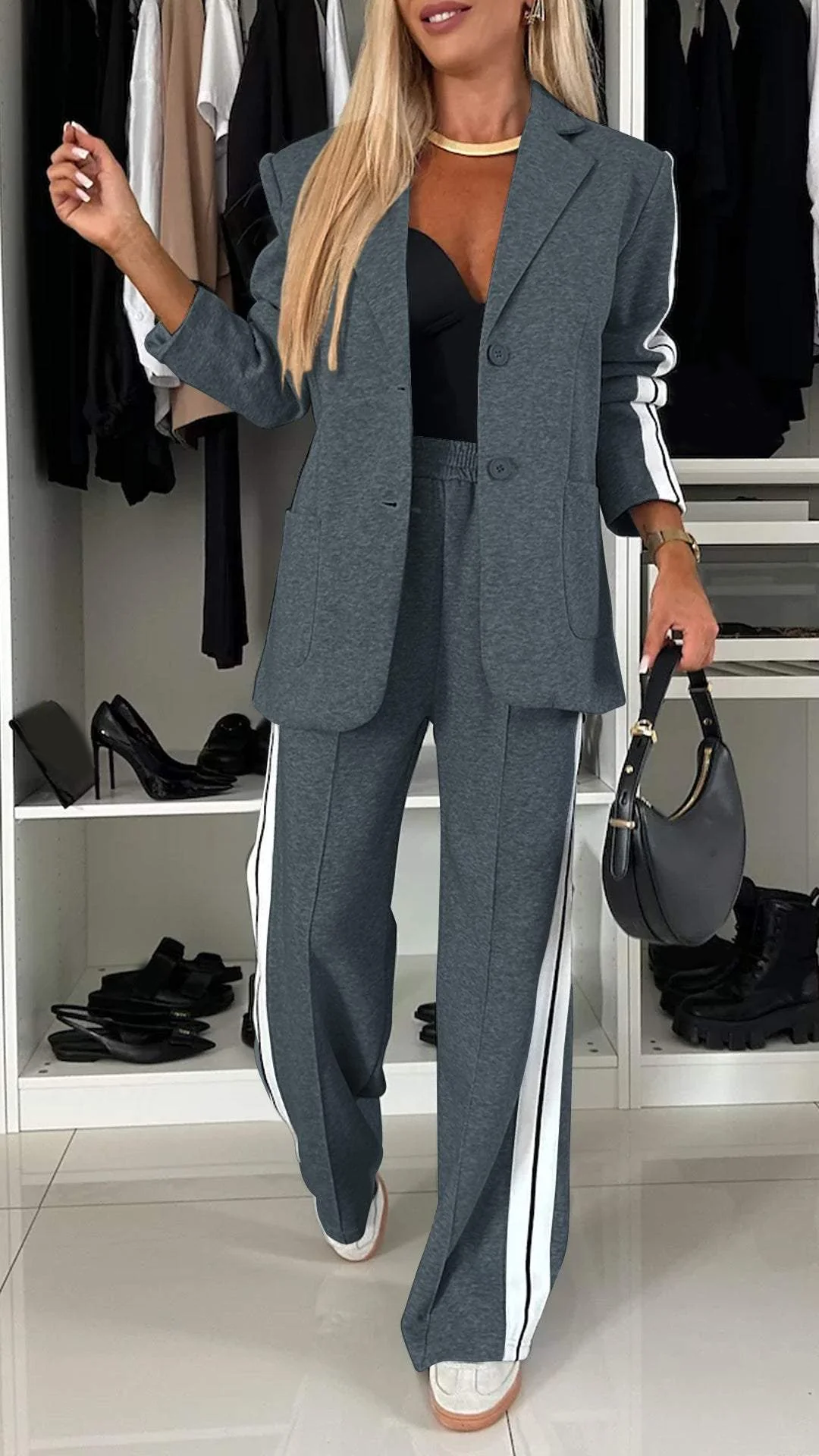 Blazer en coton à manches longues pour femme – élégant pour le travail