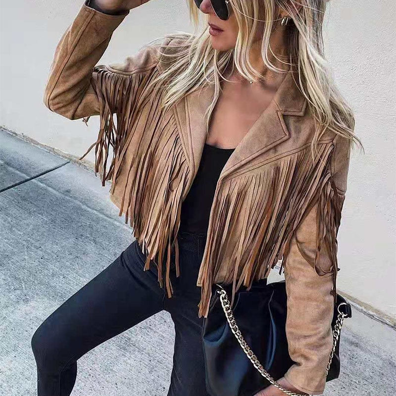 Berg-Feldt | Trendy Wildleder Damenjacke mit Fransen