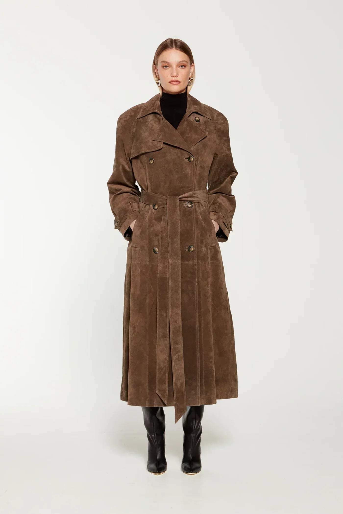 Berg-Feldt | Eleganter Wildleder Trench Coat
