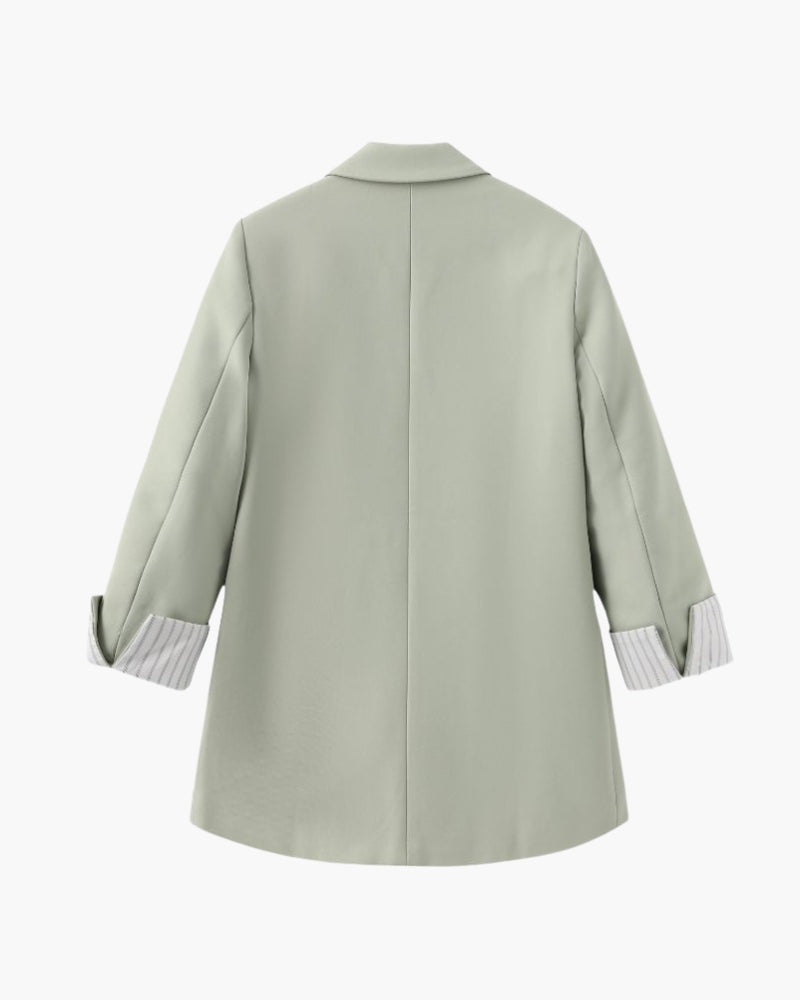 Berg-Feldt | Olivfarbener Damen Sommerblazer mit Doppelkneifen