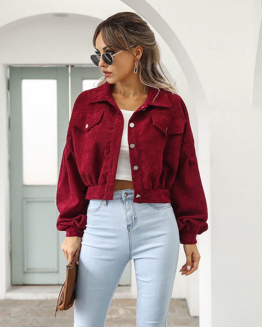 Berg-Feldt | Kurze Corduroy Jacke Baumwollmischung Trendy und Lässig